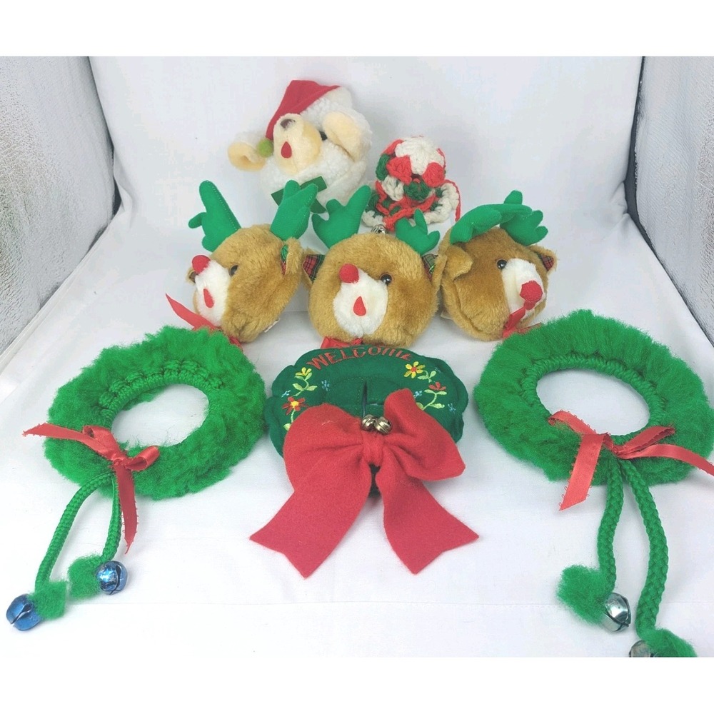 8 Vintage Christmas Door Knob Covers‎ Knobbies Bear Lamb Handmade Wreath Crochet